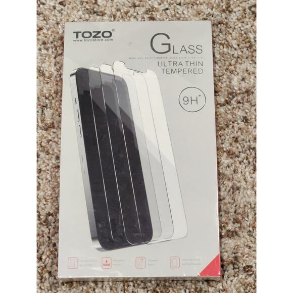 TOZO for iPhone Screen Protector 3 Pack Tempered Glass 9H Hardness 2.5D - Picture 1 of 2